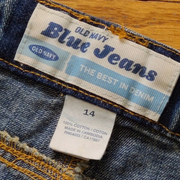 Denim Skirt Retro Style Old Navy Sz 14 100%Cotton..patch pockets & front slit - Picture 4 of 14